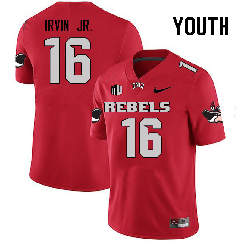 Youth #16 DeAngelo Irvin Jr. UNLV Rebels College Football Jerseys Stitched Sale-Scarlet - Click Image to Close